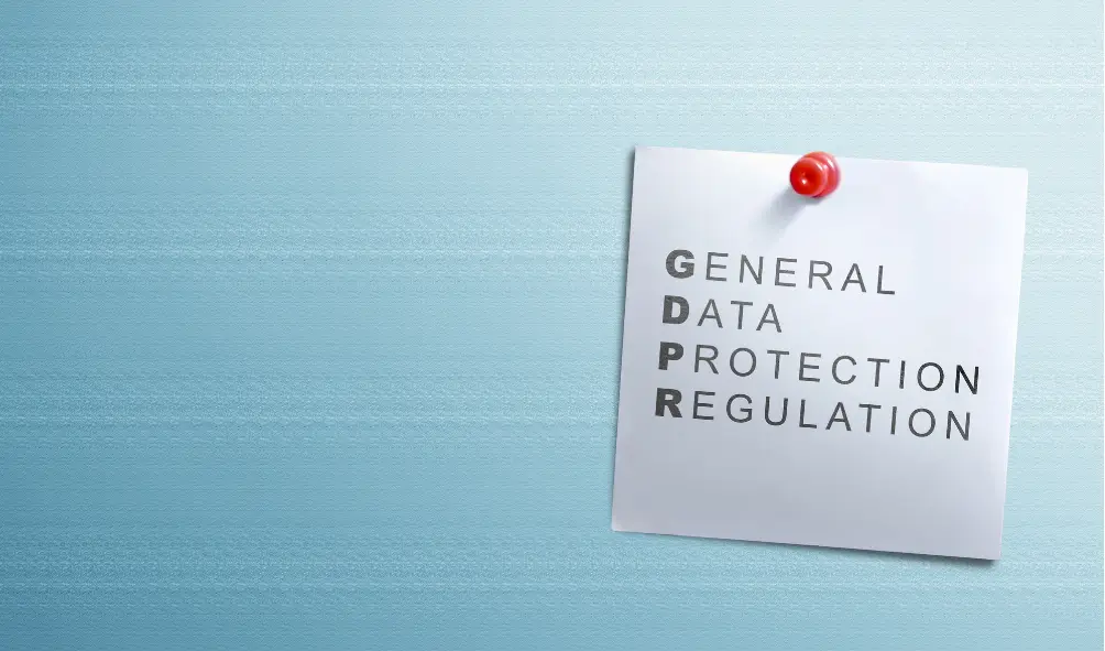 Image showing a GDPR compliance notice showing what GDPR stands for in text General Data Protection Regulation.
