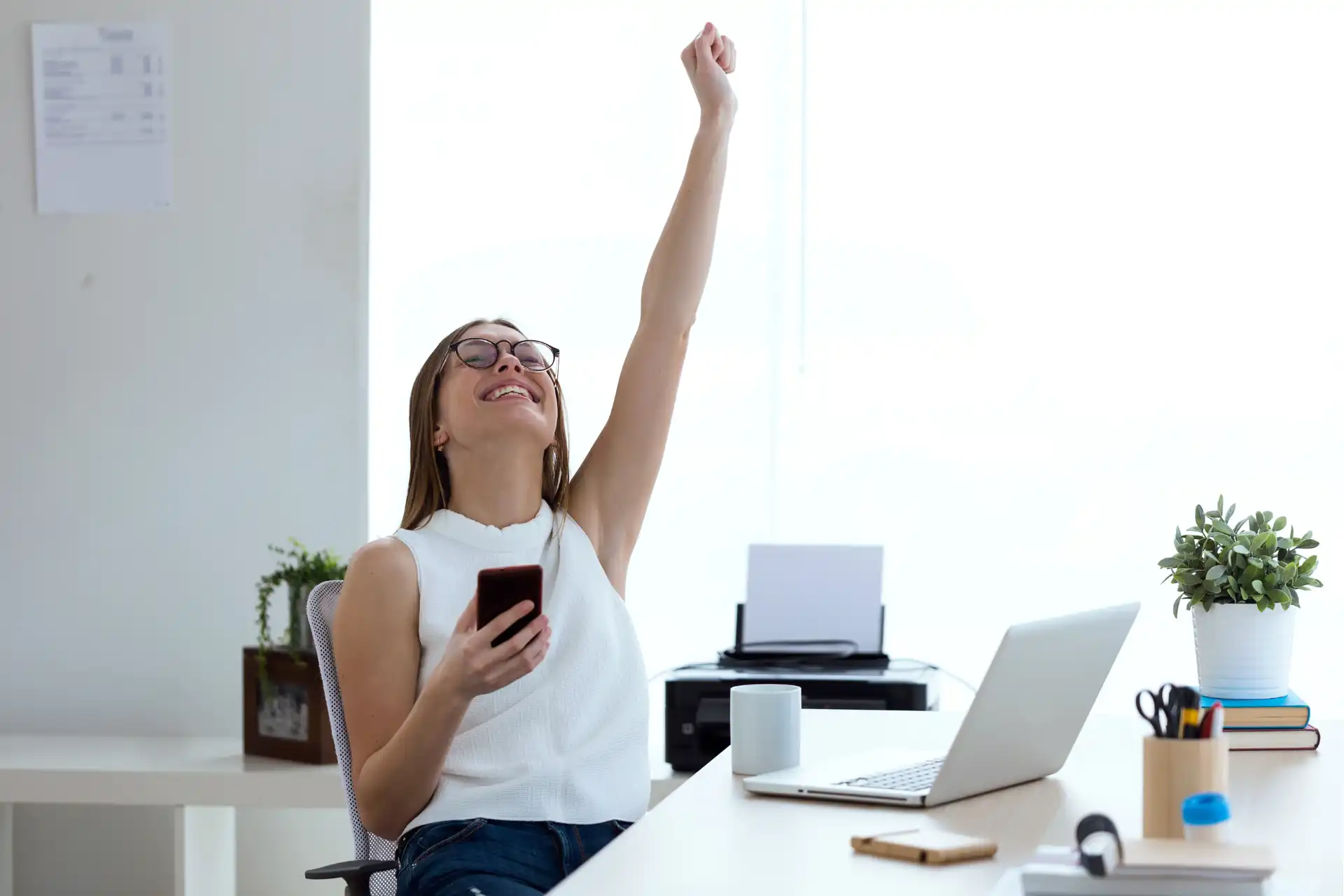Business Woman Celebrating