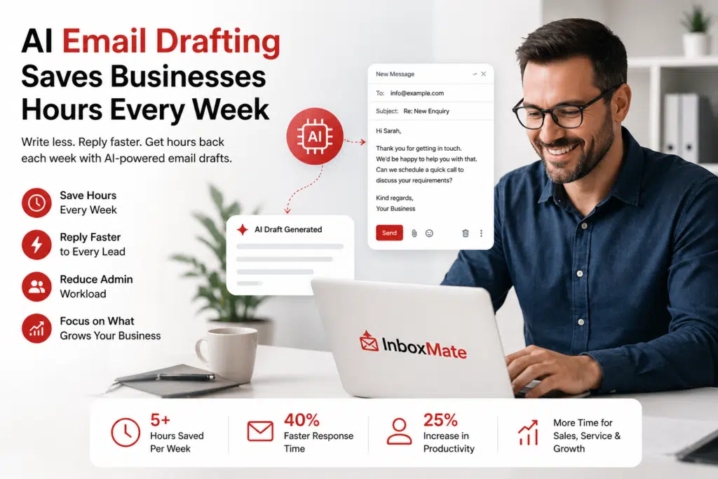 AI email drafting helping a business save hours every week with faster replies and automated email drafts
